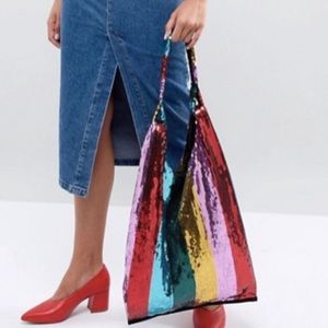 Asos Sequin Stripe Shopping Bag